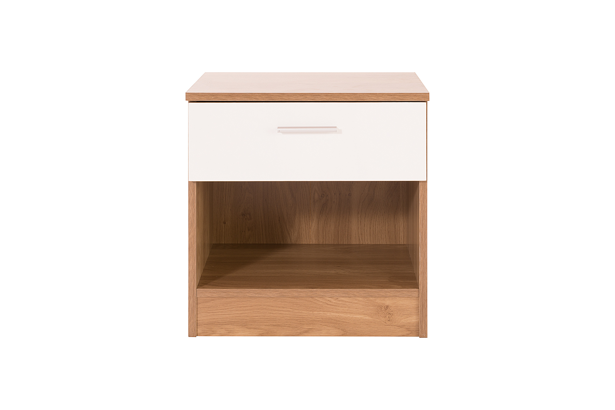 Ottawa Bedroom Bedside Cabinet High Gloss White Oak Frame Lamp