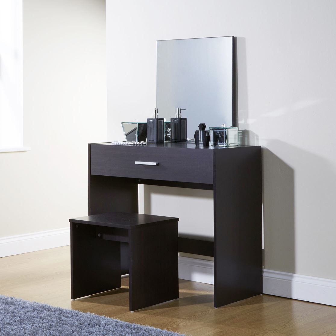 SIMPLE JULIA ESPRESSO DRESSING TABLE SET VANITY DESK STOOL ...