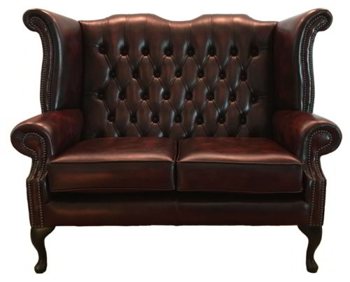 Chesterfield Genuine Leather Queen Anne Two Seater Sofa Antique Chesterfield Queen Anne Style Two Seater Sofa 100 Genuine Leather Antique Oxblood Red
