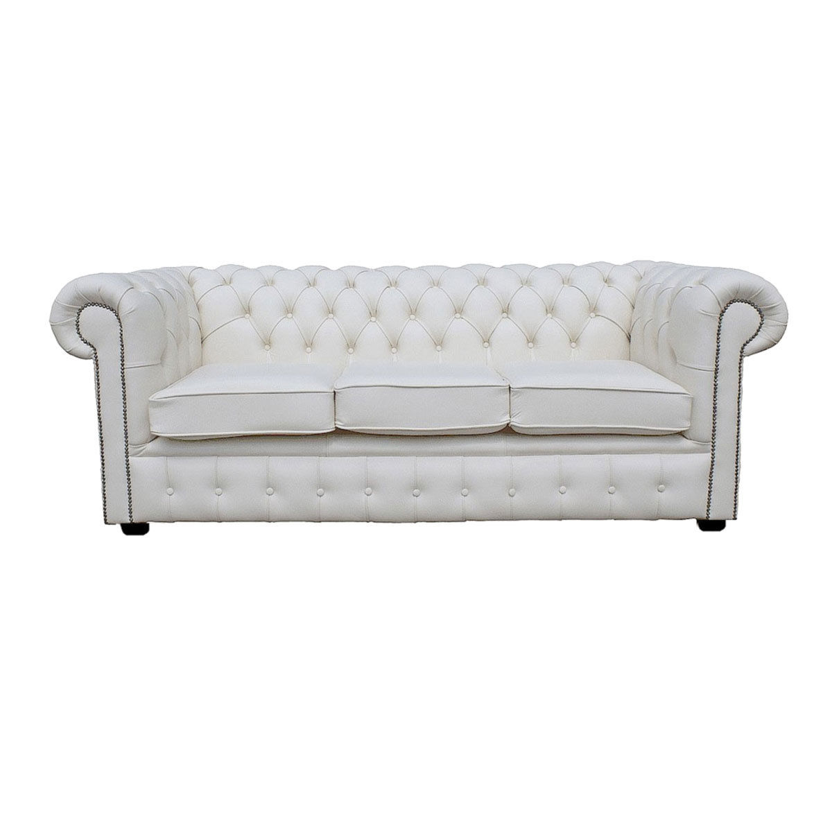 Chesterfield Leather Three Seater Sofa Shelly Matt White UK Handmade eBay