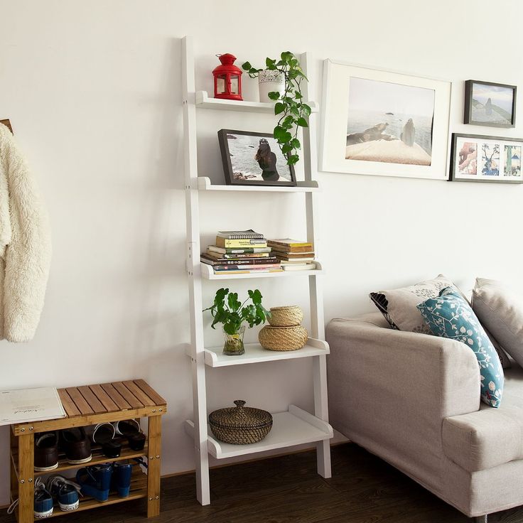 Contemporary Design Cyprus White 5 Tier Shelving Ladder Display Unit Cyprus 5 Tier Modern Contemporary Ladder Shelving Display Storage Unit Bookcase