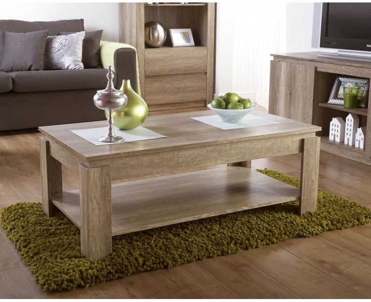 Canyon Oak 3D Effect Coffee Table with Under shelf