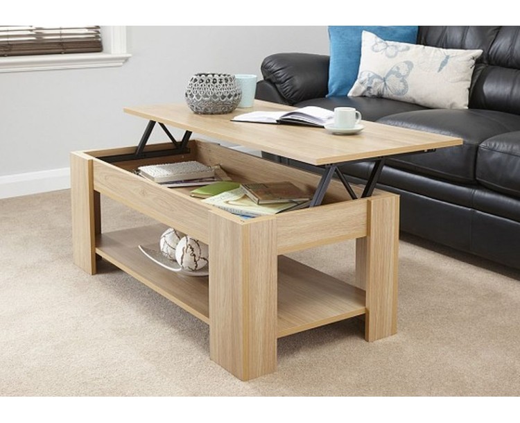 Lift Up Storage Coffee Table Oak Finish