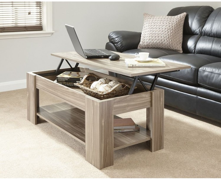 Lift Up Storage Coffee Table Walnut Finish