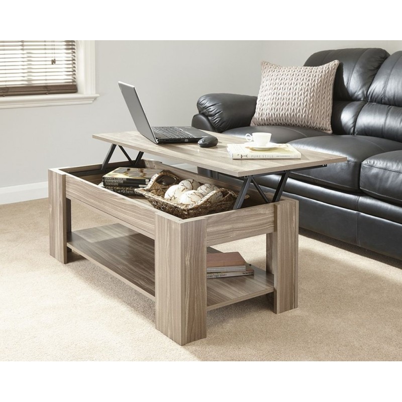 Lift Up Storage Coffee Table Walnut Finish