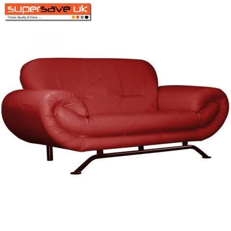 Florence Red 2 Seater Future Sofa Modern Quality Faux Leather Sofa Modern Quality Faux Leather