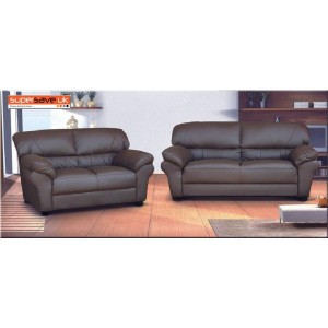 Polo 3+2 Seater Sofa Set Two Piece Suite Brown Faux PU Leather