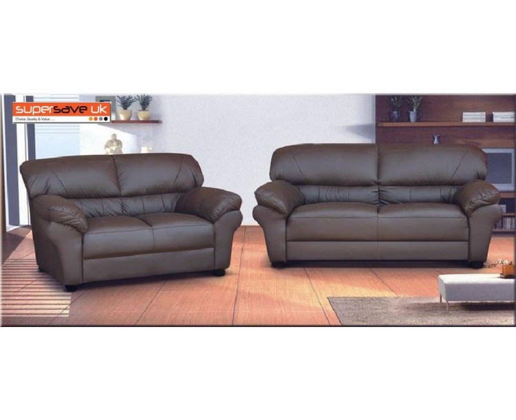 Polo 3+2 Seater Sofa Set Two Piece Suite Brown Faux PU Leather