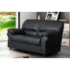 Polo 2 Seater Sofa Black Faux PU Leather Modern Contemporary