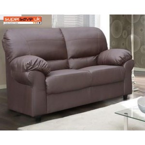 Polo 2 Seater Sofa Brown Faux PU Leather Modern Contemporary