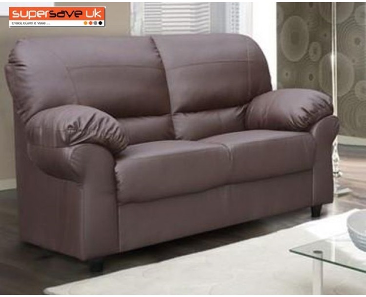 Polo 2 Seater Sofa Brown Faux PU Leather Modern Contemporary