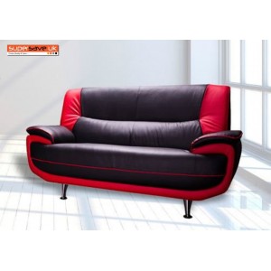 Lewis 2 Seater Sofa Black / Red Quality Faux PU Leather Contemporary
