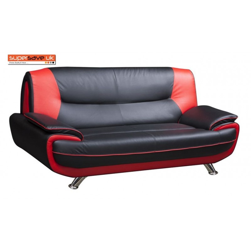 Lewis 3 Seater Sofa Black Red Faux Pu Leather Contemporary Lewis 3 Seater Sofa Black Red Quality Faux Pu Leather Contemporary