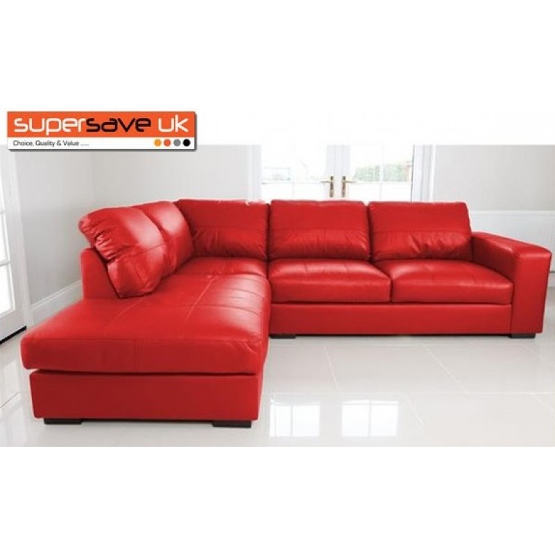 Venice Left Corner Group Sofa Red Faux Pu Leather Modern Contemporary