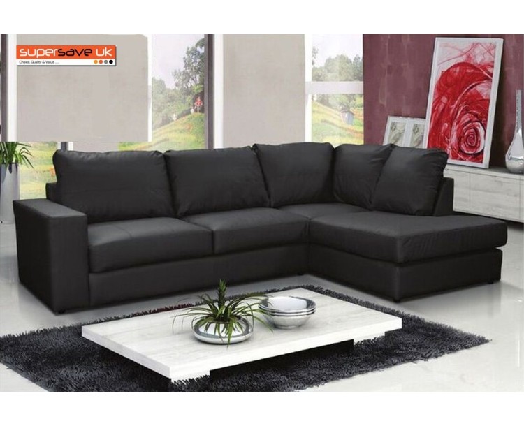 Venice Right Corner Group Sofa Black Faux PU Leather Modern