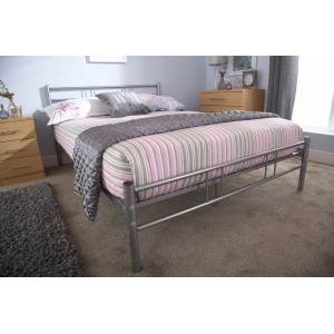 Ibiza Metal 4ft6 Double Bed Strong Alloy Frame in Silver