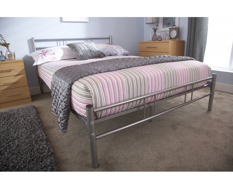 Ibiza Metal 4ft6 Double Bed Strong Alloy Frame in Silver