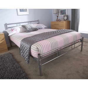 Morgan Metal Single Bed In Silver