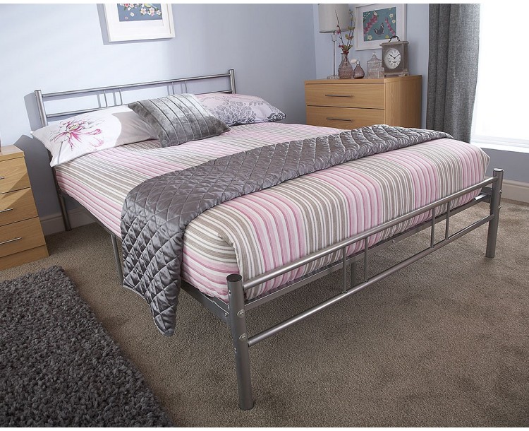 Morgan Metal Single Bed In Silver