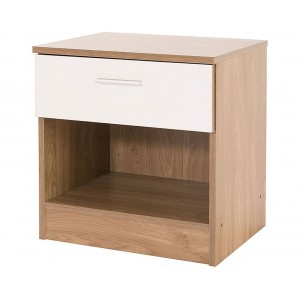 Ottawa Bedside Cabinet White Gloss and Oak Frame