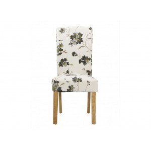 Freya Set of 2 Floral Fabric Dining Chairs Solid Oak Legs 