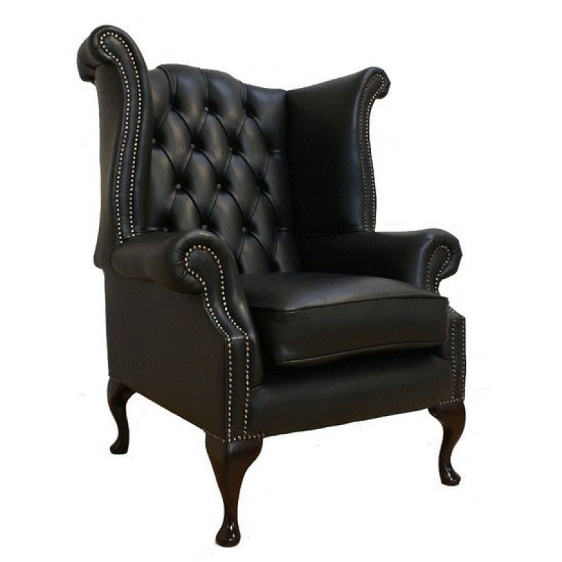 Chesterfield Sy Black Genuine, Black Arm Chair