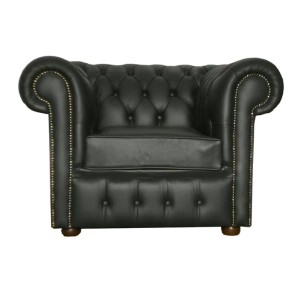 Chesterfield Shelly Black Genuine Leather Club Chair