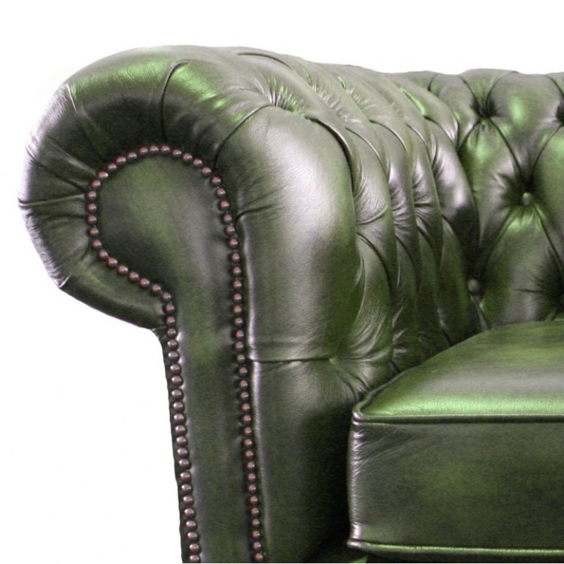 Chesterfield Antique Green Genuine, Leather Club Sofas