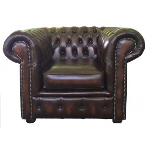 Chesterfield Antique Brown Genuine Leather Club Chair