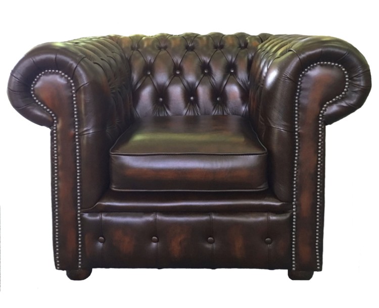 Chesterfield Antique Brown Genuine Leather Club Chair