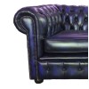 Chesterfield Antique Blue Genuine Leather Three Seater Sofa