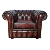 Chesterfield Antique Oxblood Red Genuine Leather Three Seater and Two Club Chairs