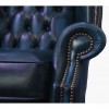 Chesterfield Antique Blue Genuine Leather Queen Anne Armchair