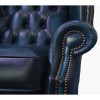 Chesterfield Antique Blue Genuine Leather Queen Anne Armchair