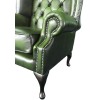 Chesterfield Antique Green Genuine Leather Queen Anne Armchair