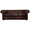 Chesterfield Antique Oxblood Red Genuine Leather Three Seater Sofa Bed