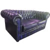 Chesterfield Antique Blue Genuine Leather Two Seater Sofa