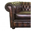 Chesterfield Antique Brown Genuine Leather Two Seater Sofa