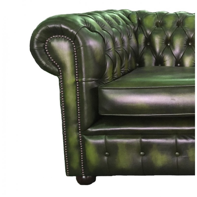 Two Seater Sofa Bed, Green Leather Chesterfield Sofa