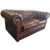 Chesterfield Antique Oxblood Red Genuine Leather Two Seater Sofa