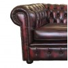 Chesterfield Antique Oxblood Red Genuine Leather Two Seater Sofa Bed