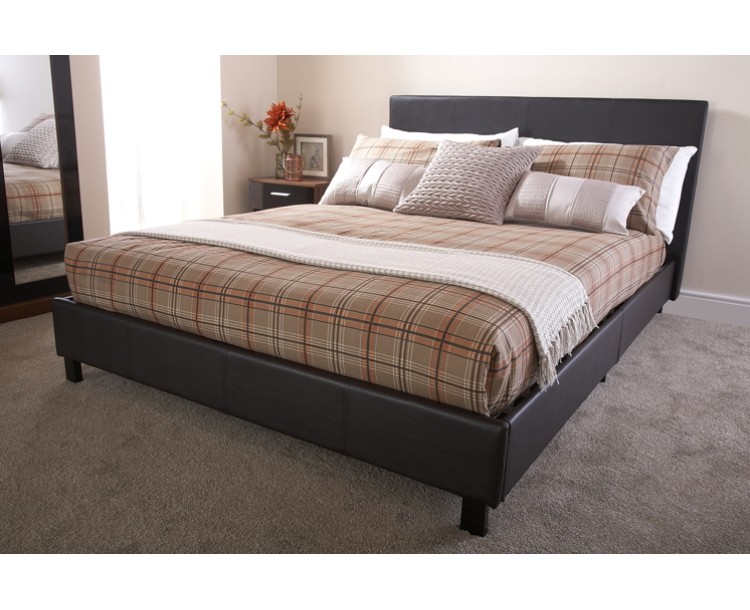 Berlin Brown Faux Leather Bed Frame