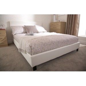 Berlin White Faux Leather Bed Frame