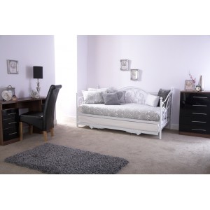 Madison White Swirl Day Bed with Pull-out Trundle Bed
