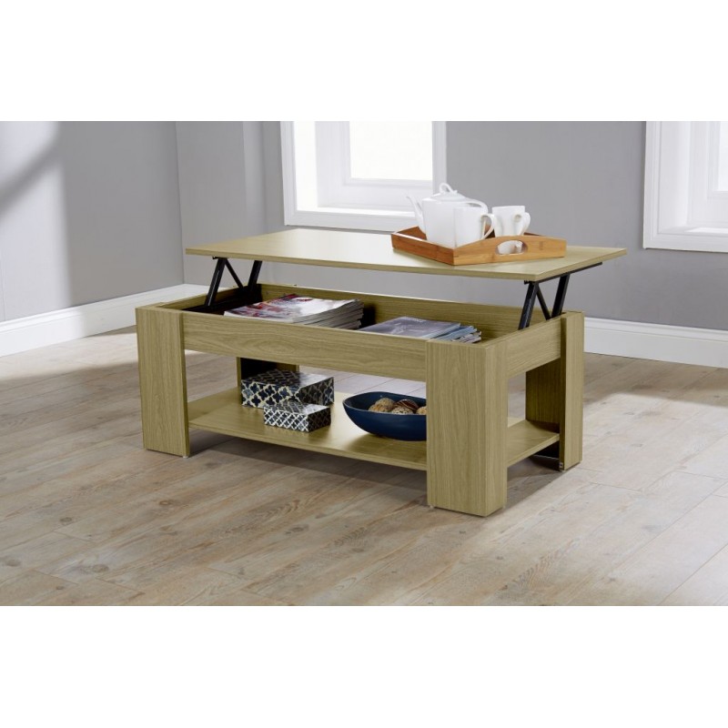 Lift Up Storage Coffee Table Oak Finish