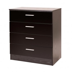 Ottawa Chest of Four Drawers Black Gloss and Black Oak