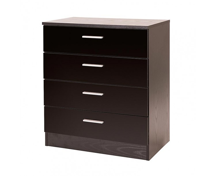 Ottawa Chest of Four Drawers Black Gloss and Black Oak