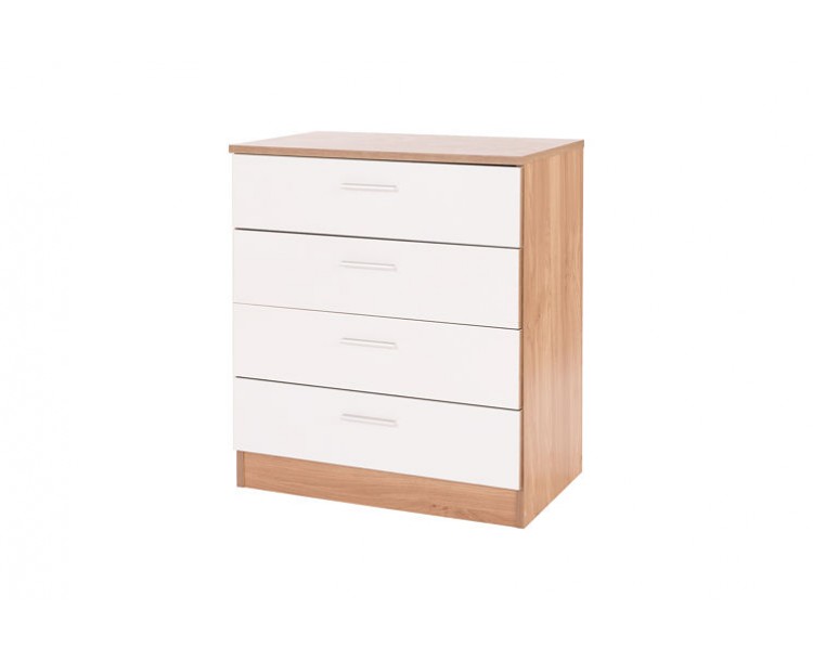 Ottawa Chest of Four Drawers in White Gloss and Oak Frame