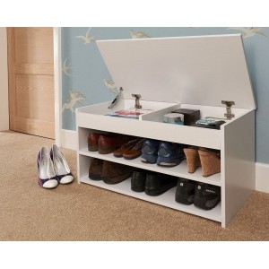 Modern Barcelona Lift Up Shoe Cabinet in White  