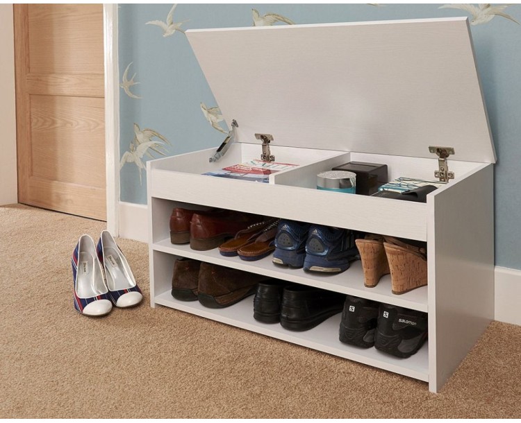 Modern Barcelona Lift Up Shoe Cabinet in White  